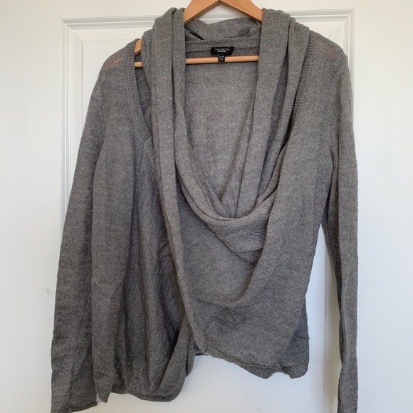 Talbots Open Wrap Gray Cardigan Gray Adjustable SM - Picture 3 of 3